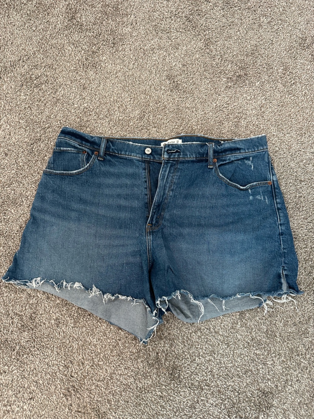 Abercrombie & Fitch Distressed Dark Blue Denim Cutoff Shorts